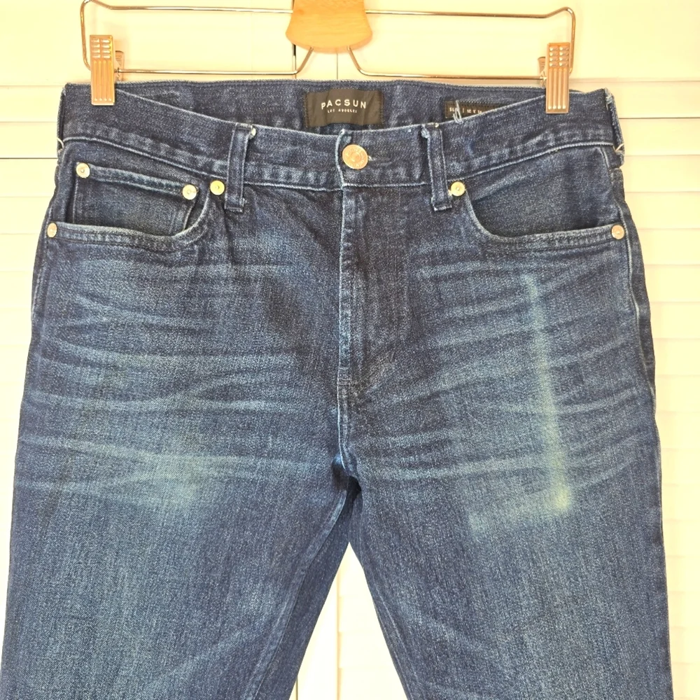 PACSUN Slim Indigo Comfort Stretch Jeans Men's 32x31 Mid-Rise Tapered Fit Casual